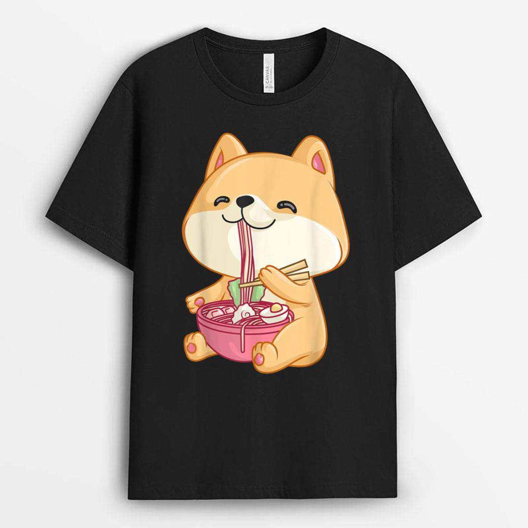 Japanese Kawaii Shiba Inu  Women & Girls, Ramen Noodles T-Shirt