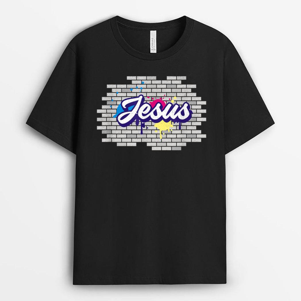 Jesus Christ Brick Wall Art Religious Christian T-Shirt