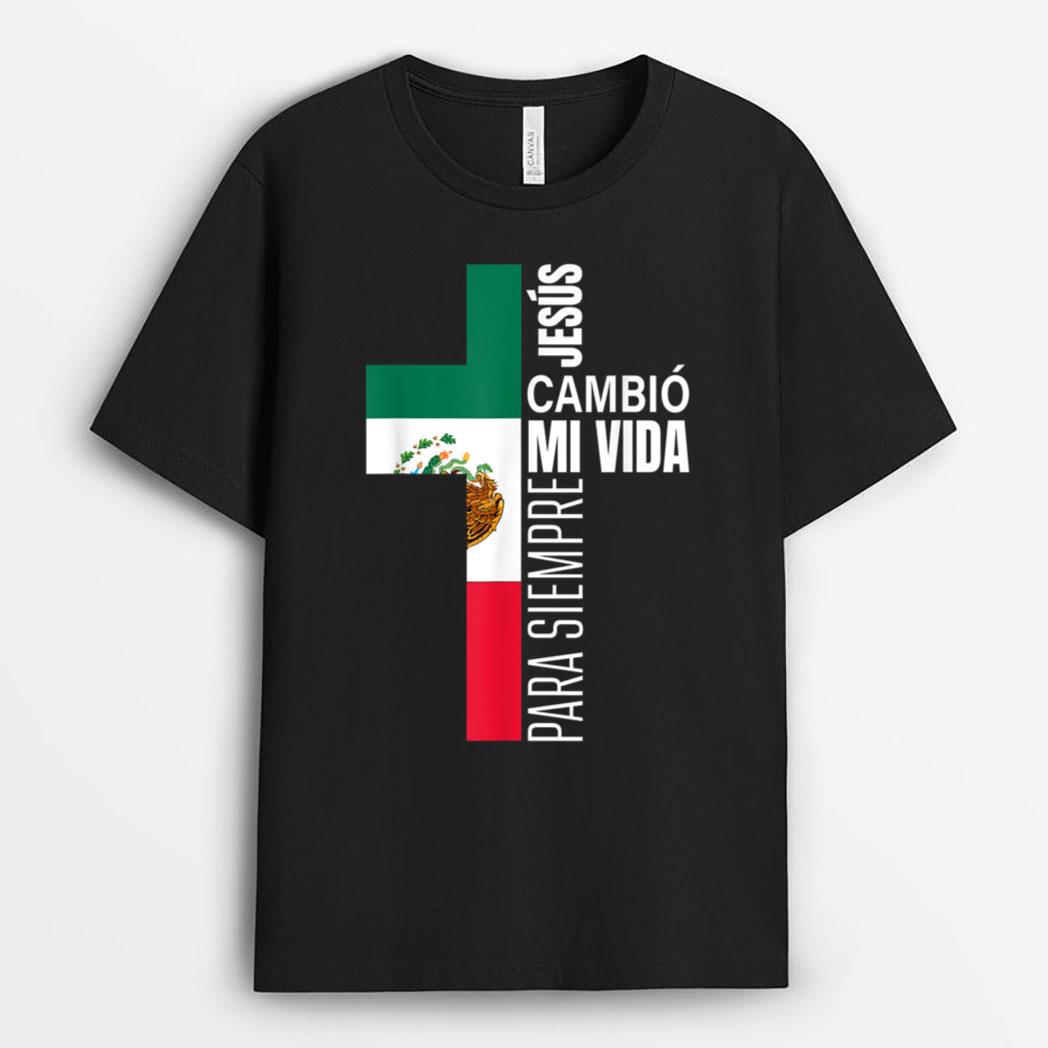 Jesus Christian Spanish Gifts Dad Fathers Day Mexican Flag T-Shirt