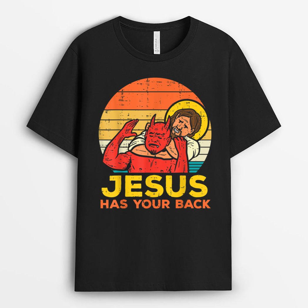 Jesus Has Your Back Jiu Jitsu Retro Christian Men Women Kids T-Shirt