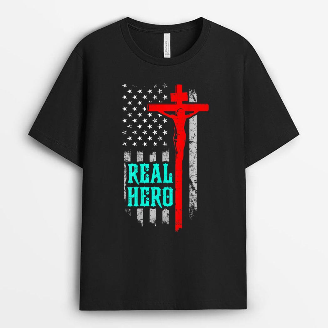 Jesus Is My Superhero Awesome God Flag T-Shirt