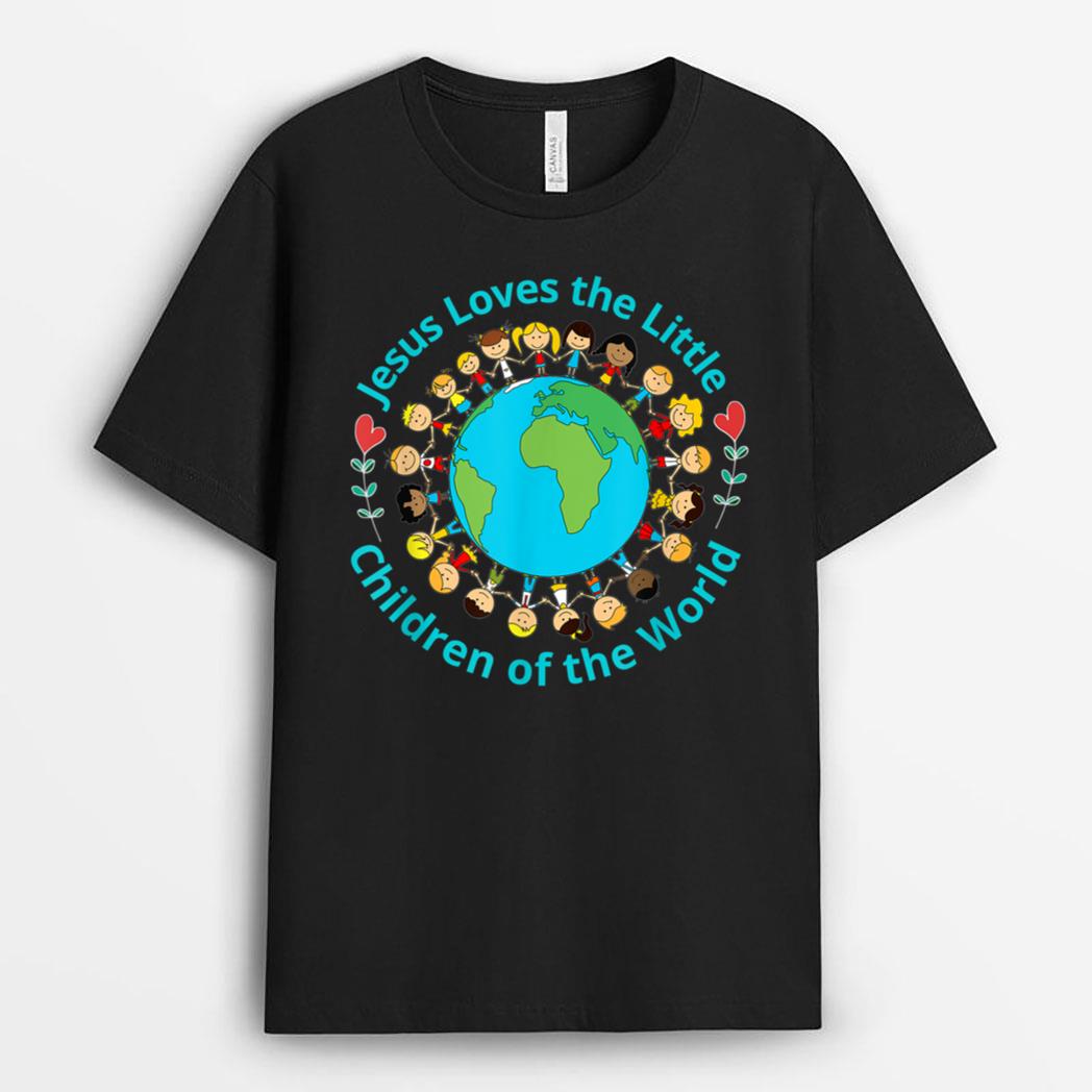 Jesus Loves Children Of World Christian Mother Teacher Kids T-Shirt
