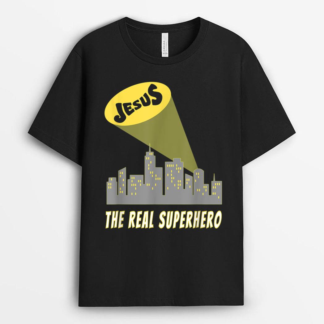 Jesus the Real Superhero Bat Signal T-Shirt