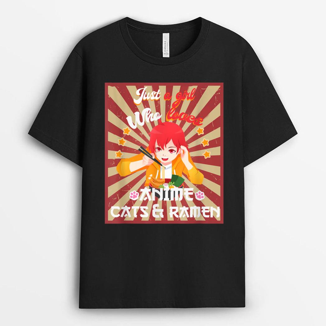 Just A Girl Who Loves Anime & Cats Kawaii Japanese Teen Girl T-Shirt