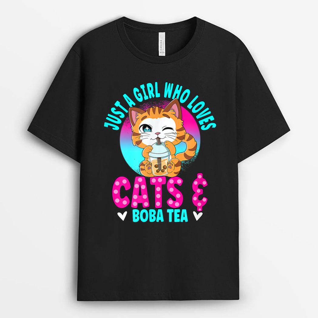 Just A Girl Who Loves Boba Ea Cat Bubble Ea T-Shirt