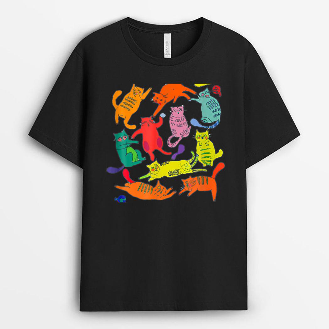 Just A Girl Who Loves Cats Cute Cat Lover Ee Multicolor T-Shirt