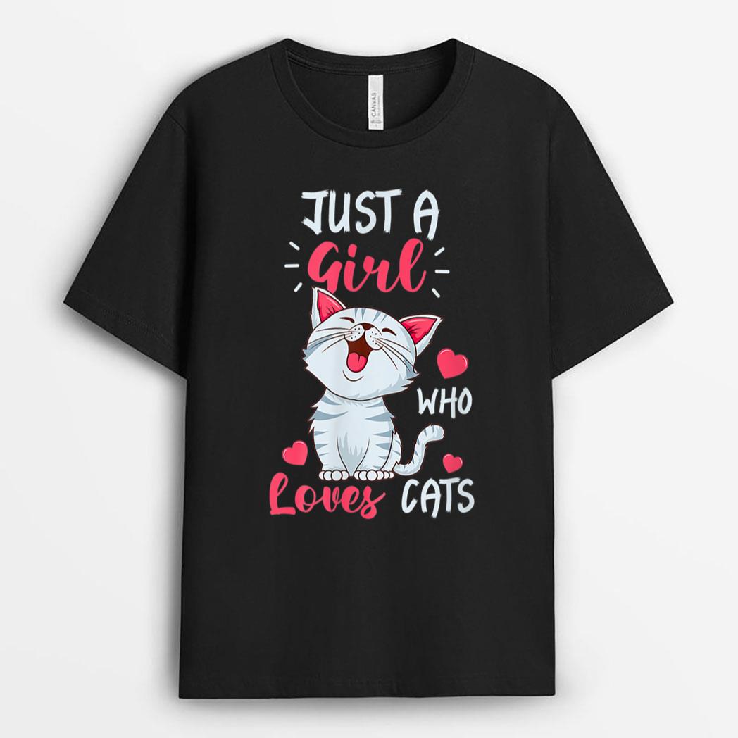 Just A Girl Who Loves Cats  Cute Cat Lover Gifts T-Shirt