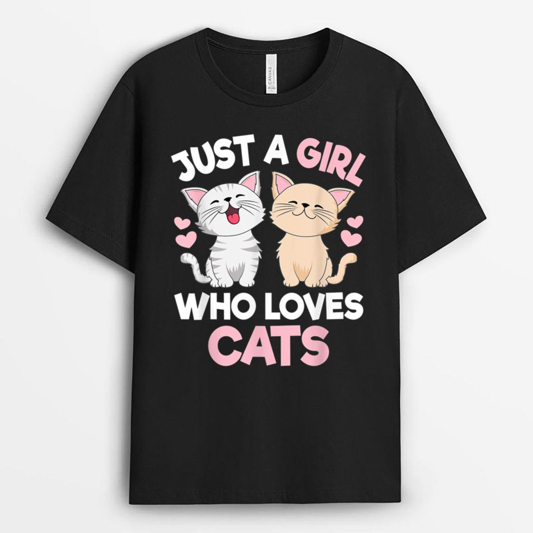 Just A Girl Who Loves Cats Cute Cat Lover T-Shirt