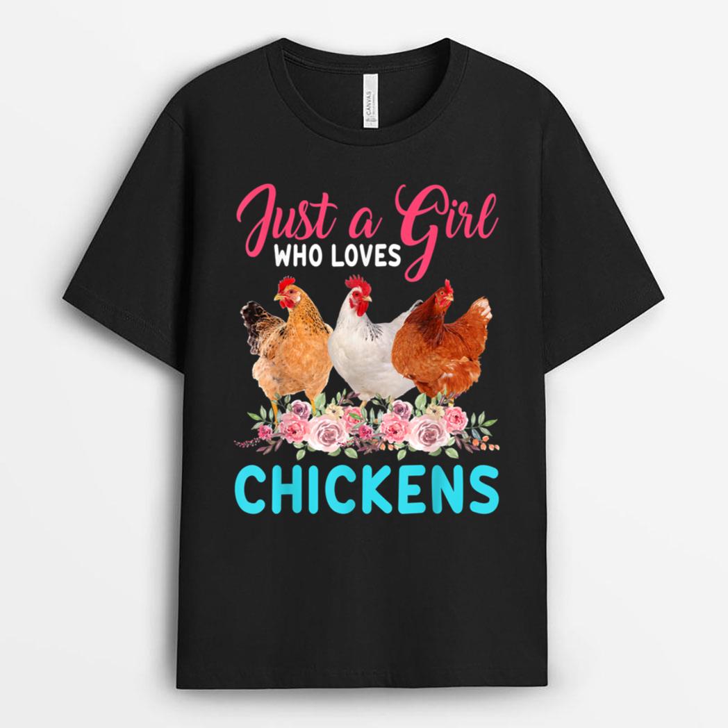 Just A Girl Who Loves Chickens Floral Flower Chicken Farmer T-Shirt