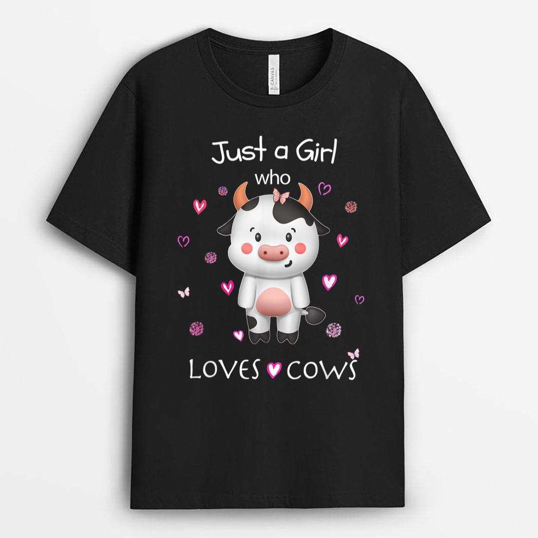 Just a Girl Who Loves Cows - Cute Cow Lover Farmer Farm T-Shirt