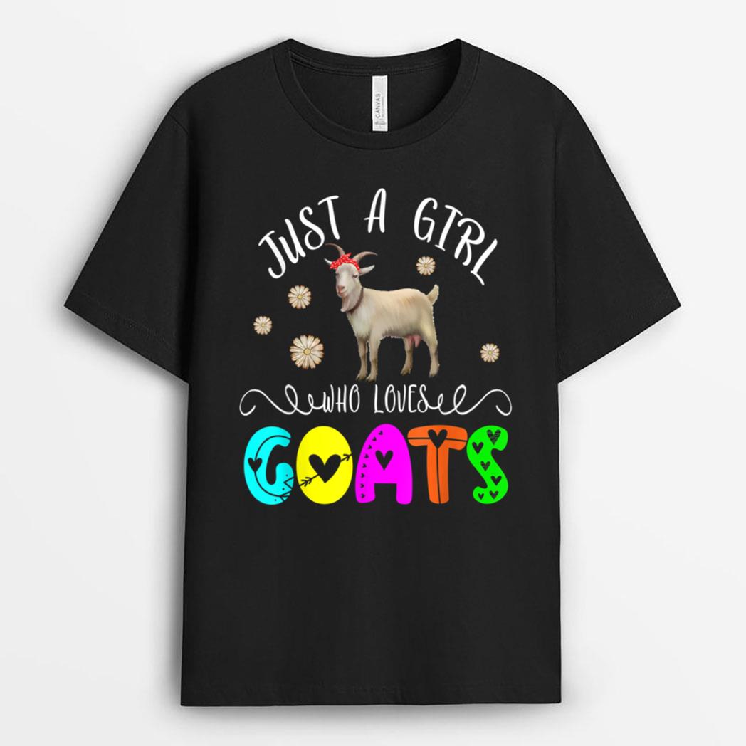 Just A Girl Who Loves Goats Floral Goat Bow Tie Farmer Lover T-Shirt