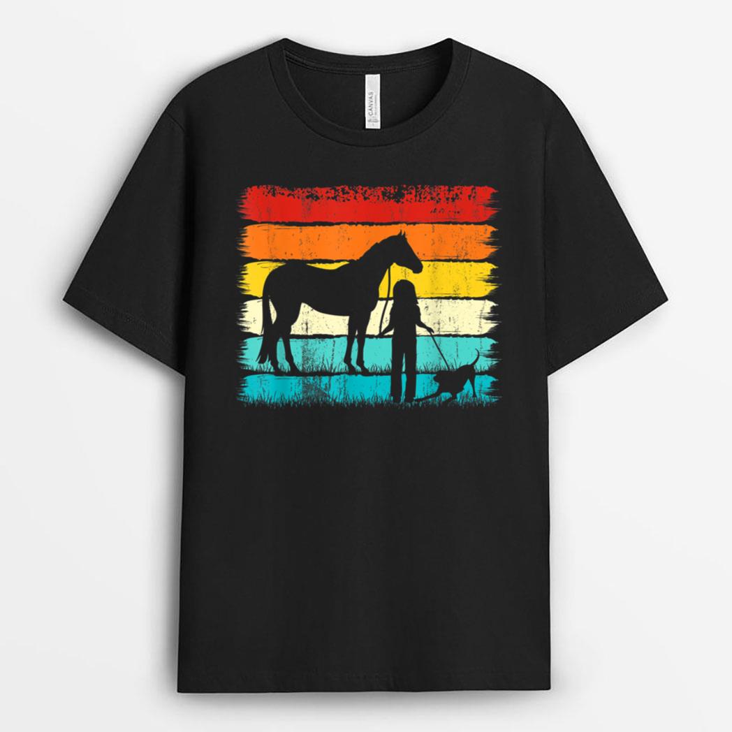 Just a girl who loves Horses and Dogs horseback riding girls T-Shirt