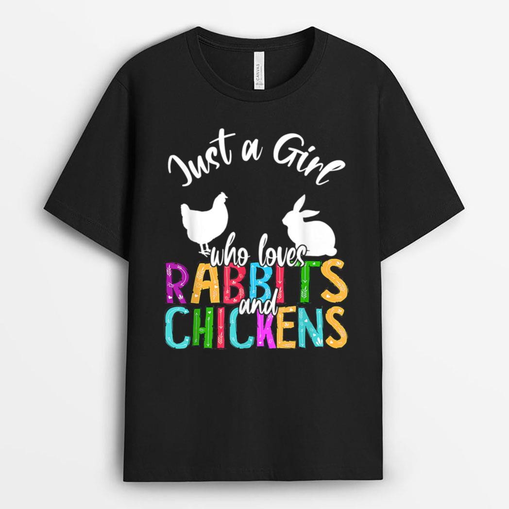 Just A Girl Who Loves Rabbits And Chickens Easter Farmer T-Shirt