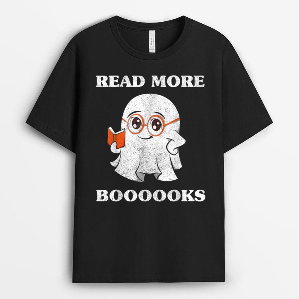 Kid Halloween Ghost Shirt, Read More Booooks Reading Teacher T-Shirt