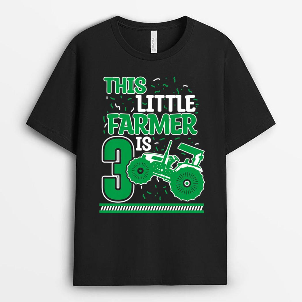 Kids 3 Years Old Boy Tractor Little Farmer 3rd Birthday Kids T-Shirt