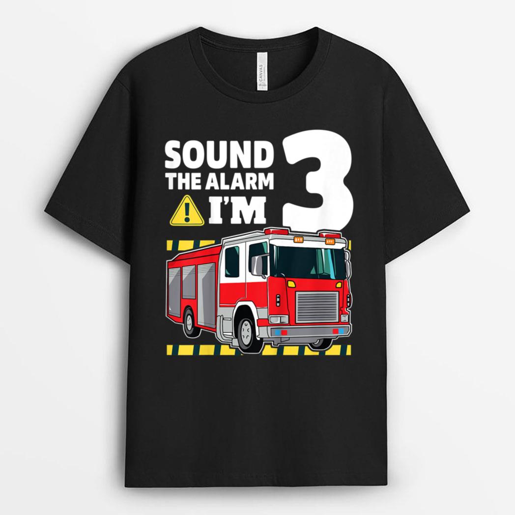 Kids 3rd Birthday Boy Fire Truck 3 Three Year Old Firefighter T-Shirt