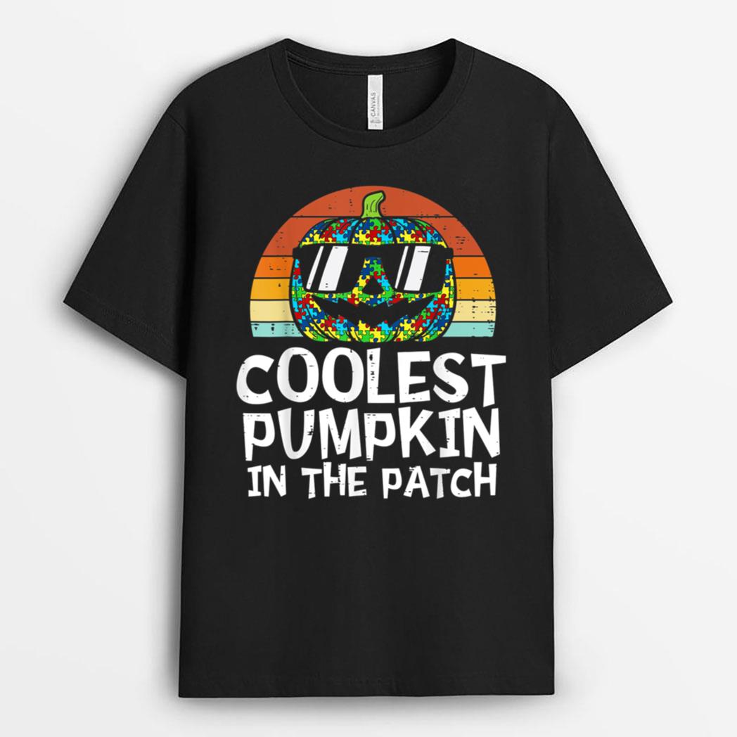 Kids Coolest Pumpkin In The Patch Autism Boys Halloween T-Shirt