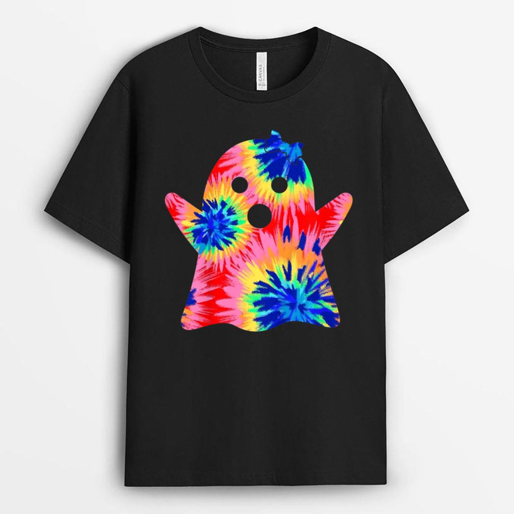 Kids Funny Ghost Costume Tie Dye For Girls Halloween Party T-Shirt