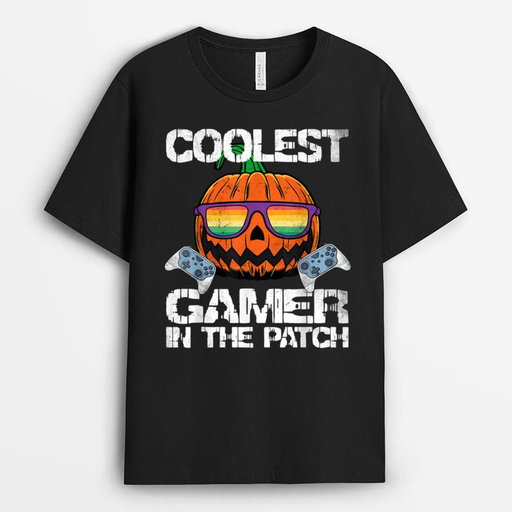 Kids Halloween Coolest Gamer In The Patch Boys Girls Pumpkin Ver 1 T-Shirt