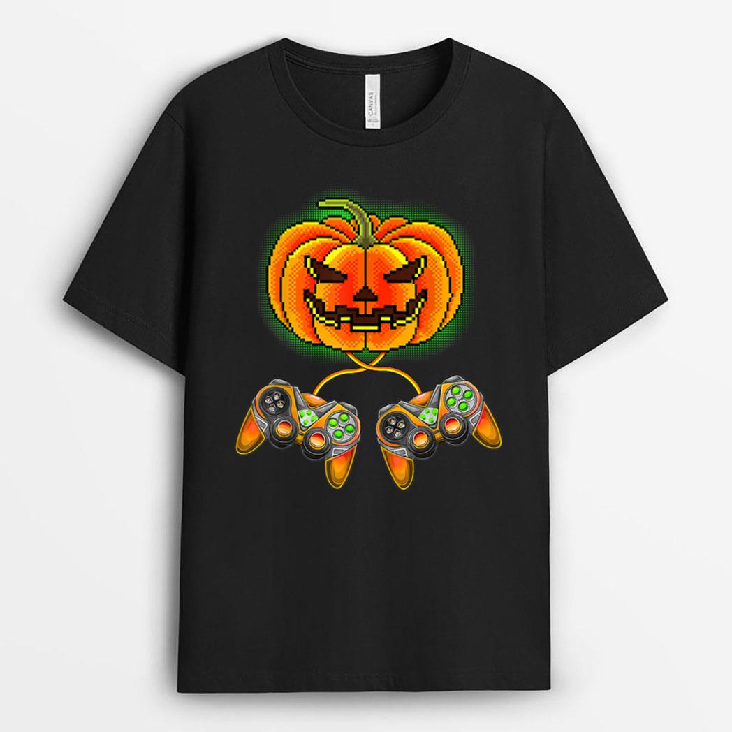 Kids Halloween Gaming Apparel, Video Game Controller Pumpkin T-Shirt