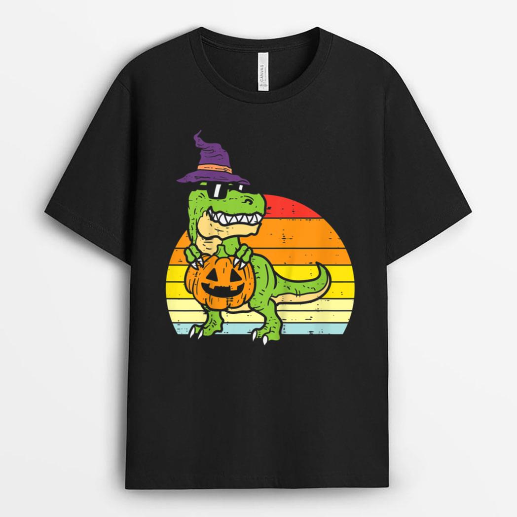 Kids Halloween Trex Pumpkin Cute Dinosaur Toddler Boys Kids T-Shirt