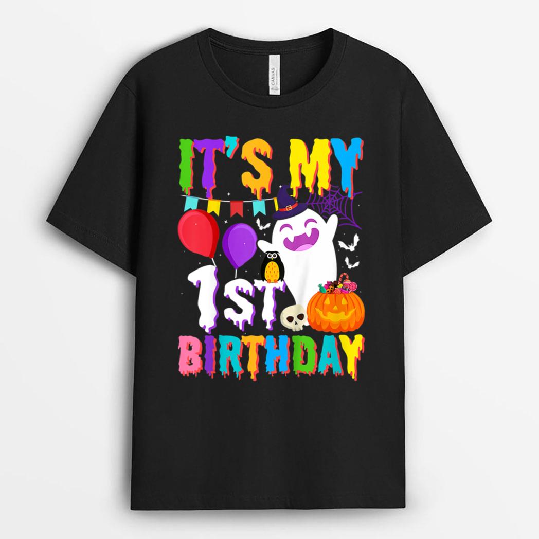 Kids It's My 1st Birthday Gift Ghost Pumpkin Halloween Costume T-Shirt