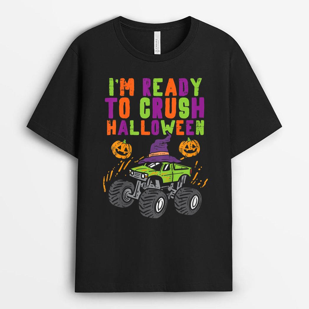Kids Monster Truck Ready To Crush Halloween Boys Kids Toddlers T-Shirt