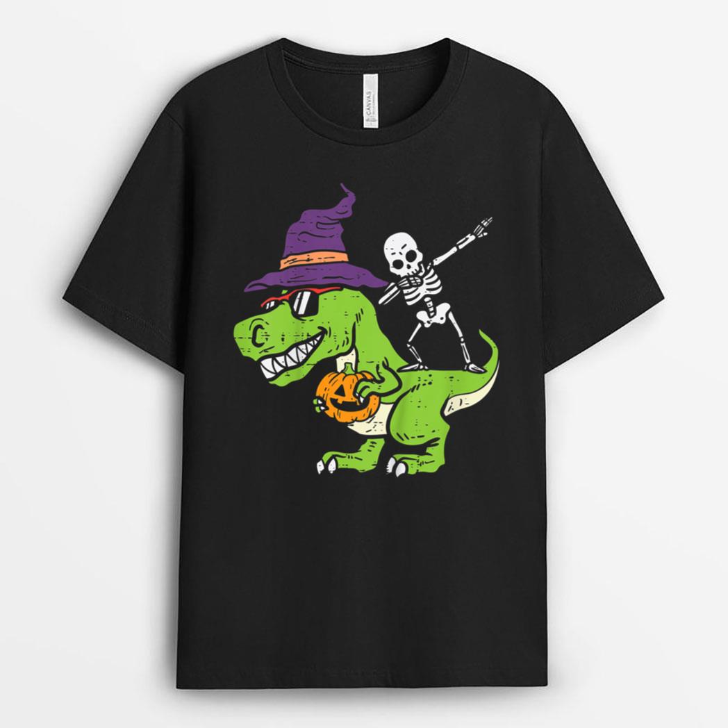 Kids Skeleton Dab On Trex Halloween Dinosaur Toddler Boys Kids T-Shirt
