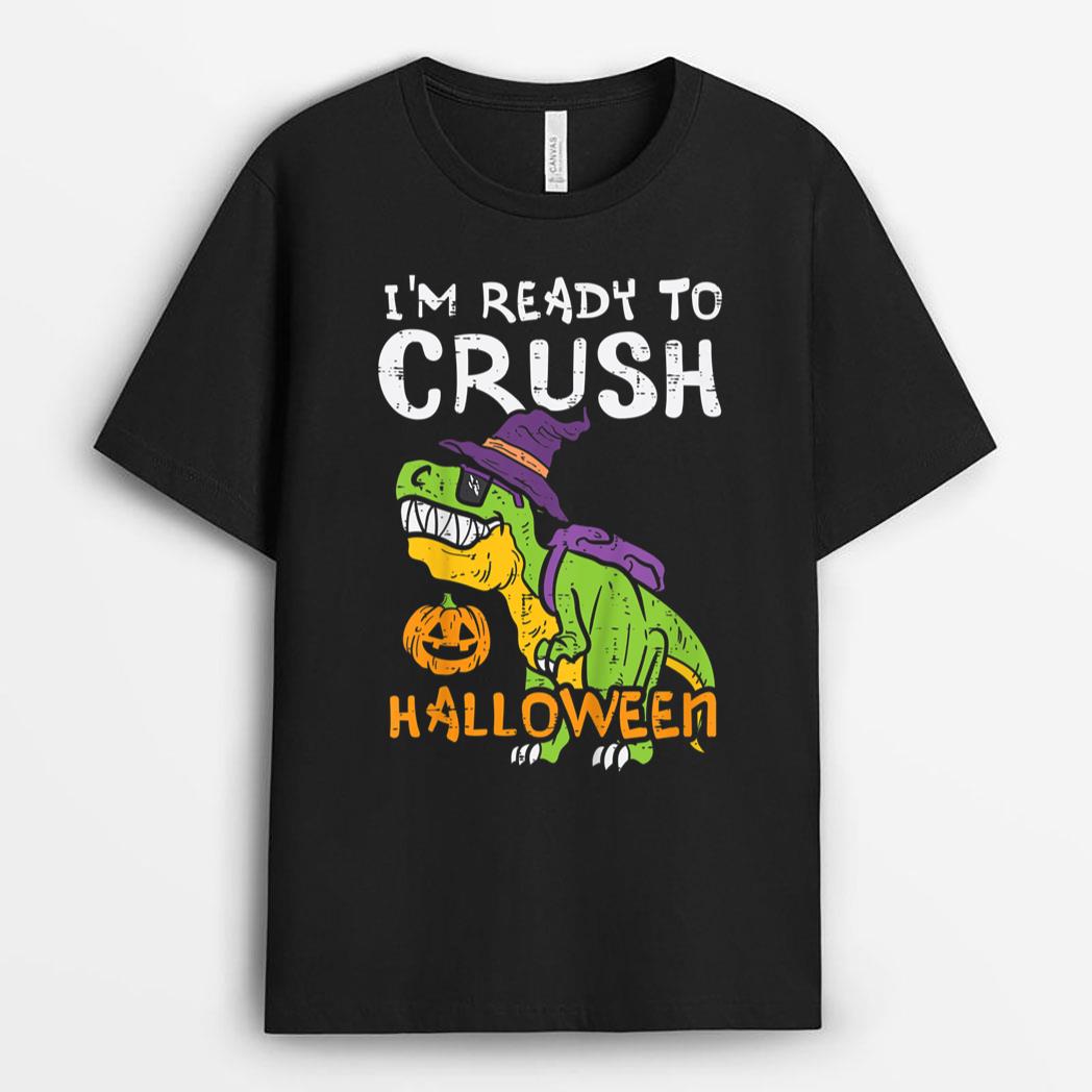 Kids Trex Ready To Crush Halloween Dinosaur Toddler Boys Kids T-Shirt