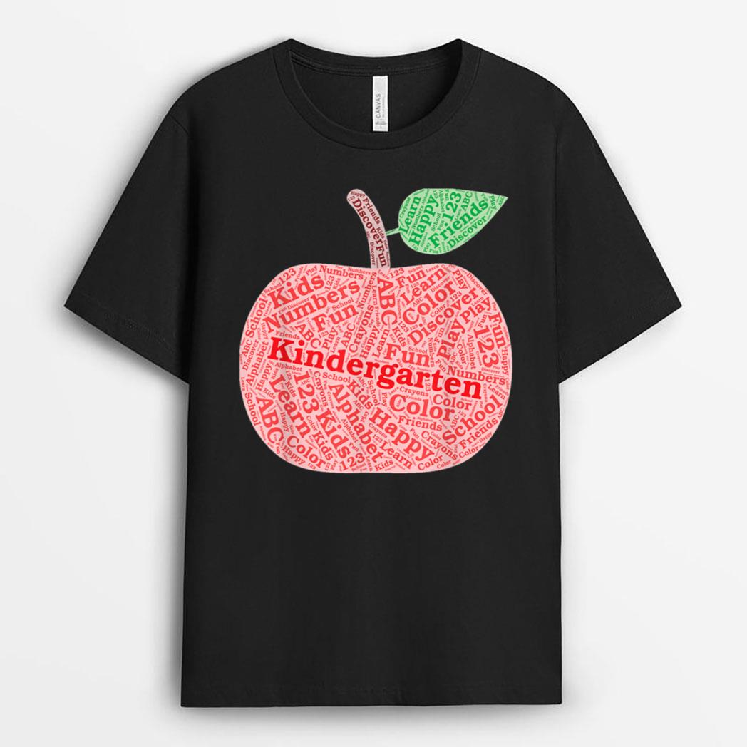 Kindergarten Apple Word Art For Teachers & Students T-Shirt