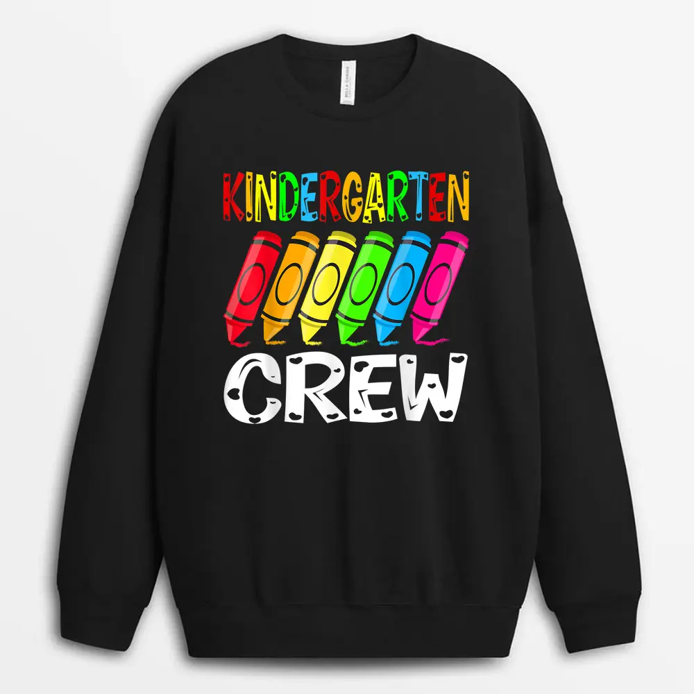 Kindergarten Squad First Day Of School Boys Girls Teacher Sweatshirt - Black
