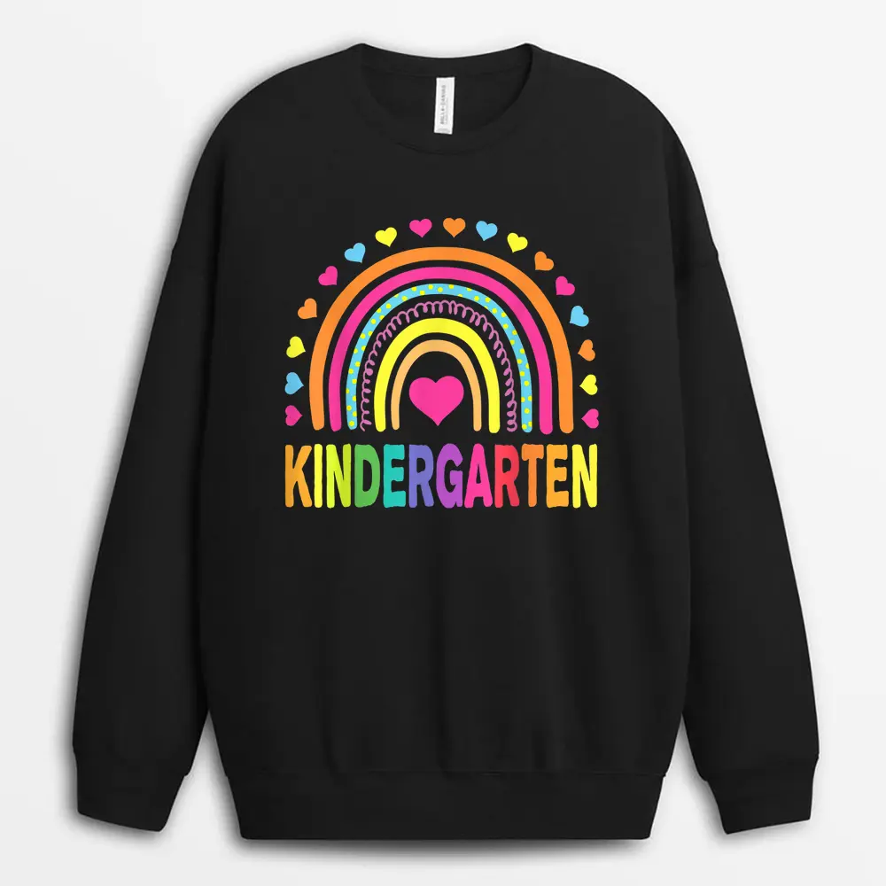 Kindergarten Crew Back To School Crayon Teacher Student Sweatshirt - Black