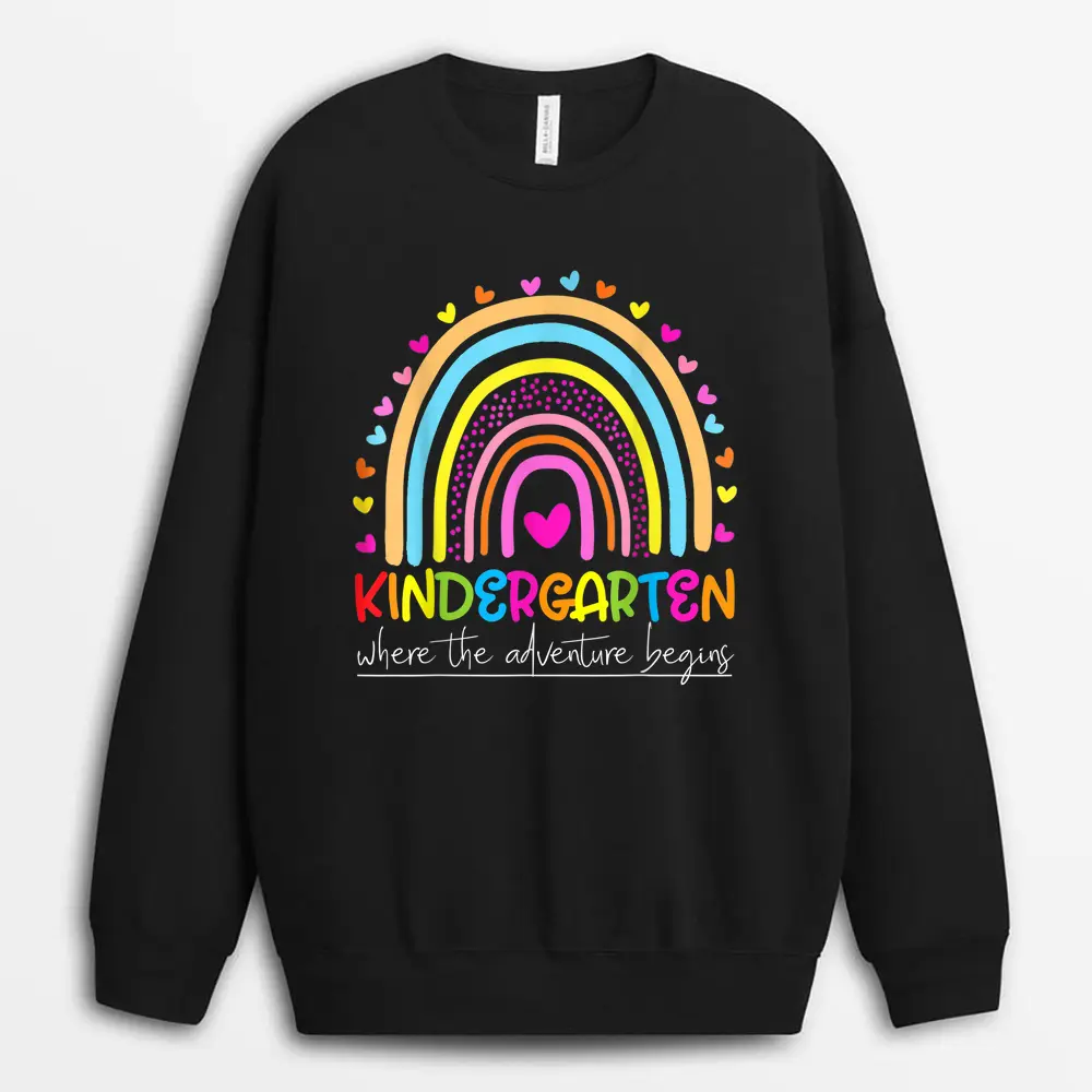 Kindergarten Crew Back To School Crayon Teacher Student Sweatshirt - Black