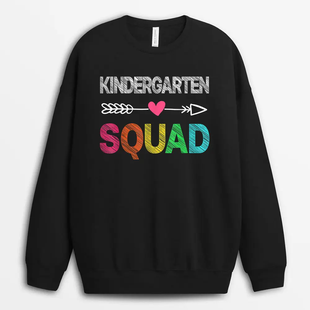Kindergarten Teacher Squad Reindeer Funny Teacher Christmas Sweatshirt - Black