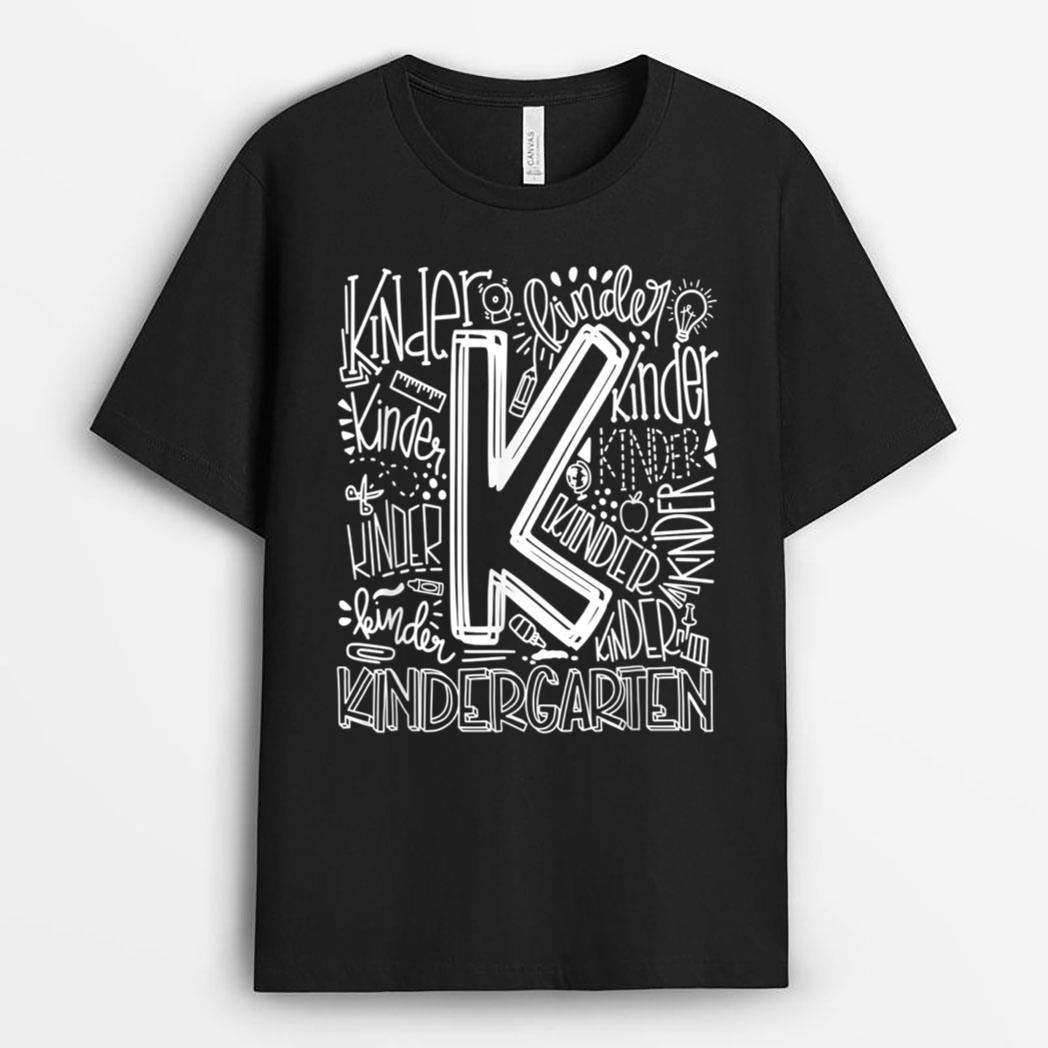 Kindergarten Typography Team Kinder Teacher Back To School T-Shirt