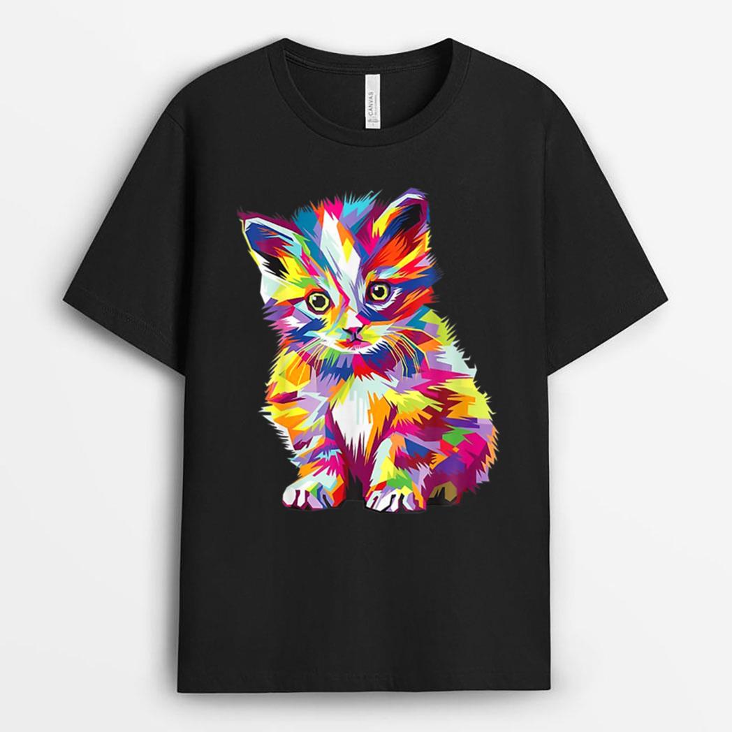 Kitten Colorful Art Gifts Cute Cat Gift For Kitten Lovers T-Shirt