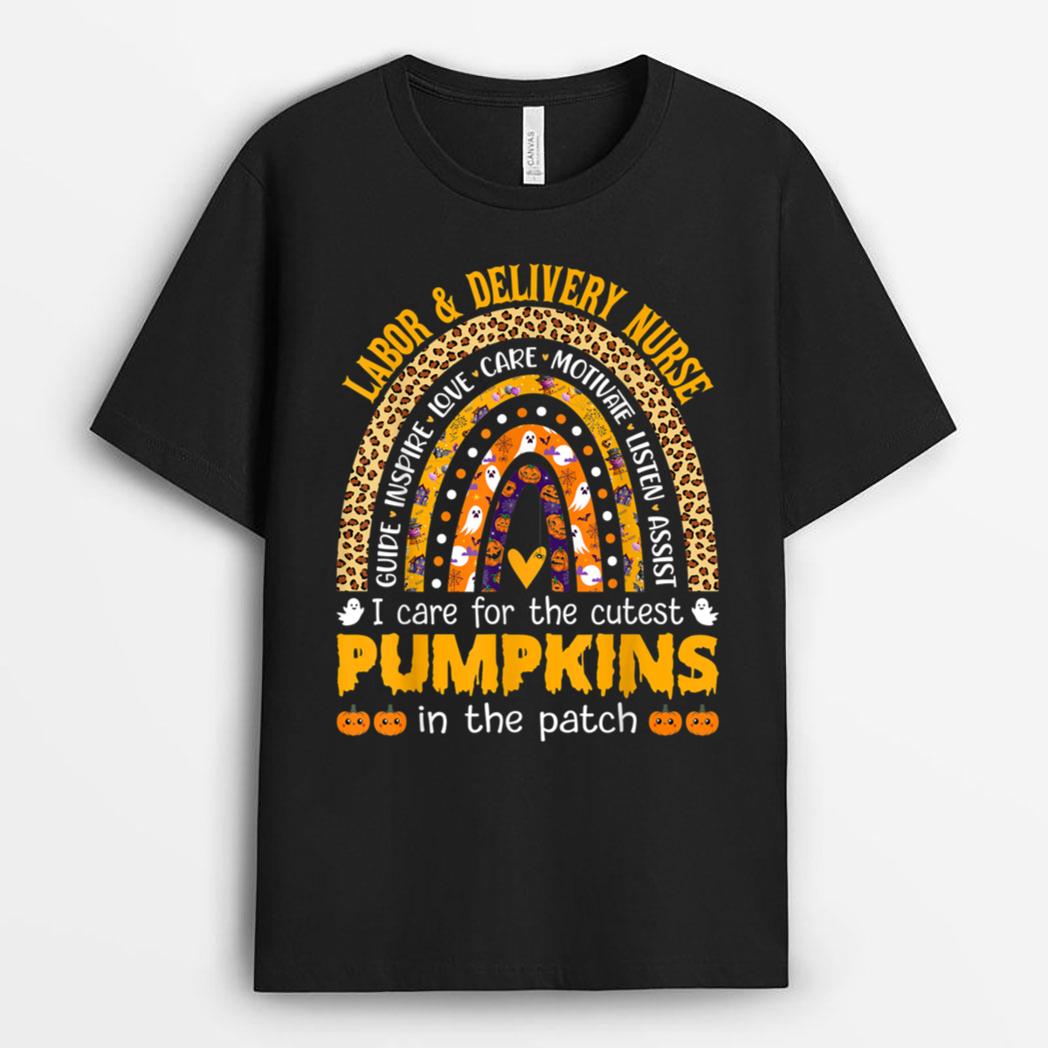 Labor and Delivery Nurse Rainbow Leopard Halloween L&D Nurse T-Shirt