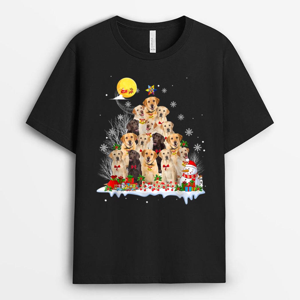 Labrador Dog Lover Matching Santa Christmas Tree T-Shirt
