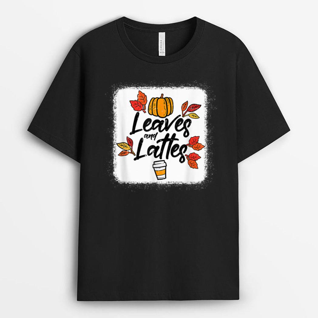 Leaves Lattes Pumpkin Spice Fall Autumn Halloween T-Shirt