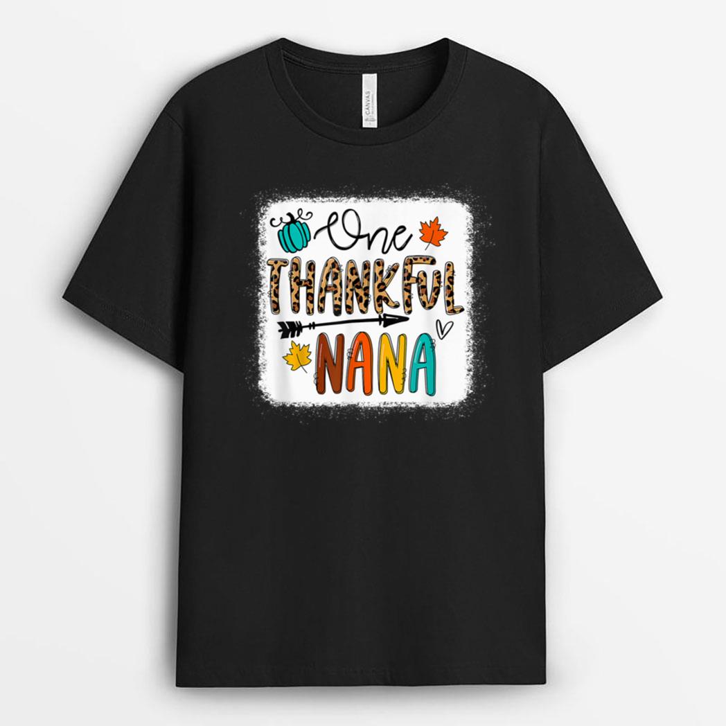 Leopard One Thankful Nana Blessed Nana Fall Thanksgiving T-Shirt
