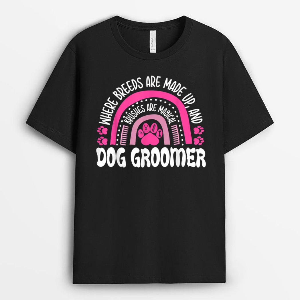 Leopard Rainbow Dog Groomer Pet Grooming Stylist Groomers T-Shirt