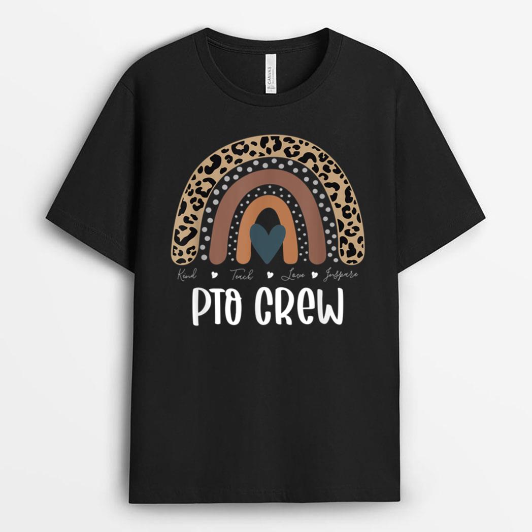 Leopard Rainbow Teacher Student parent, PTO Crew T-Shirt