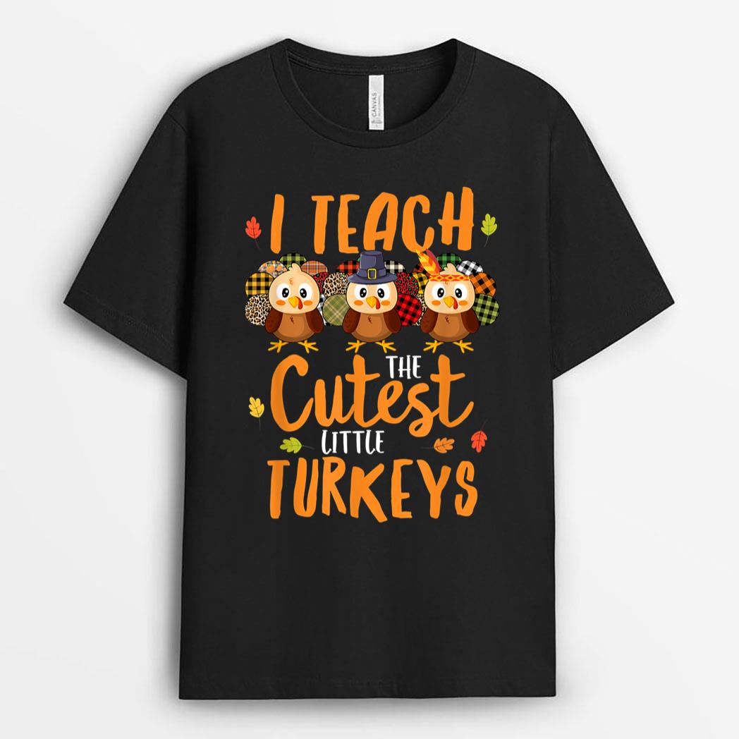 Leopard Teacher Thanksgiving I Teach The Cutest Turkeys T-Shirt