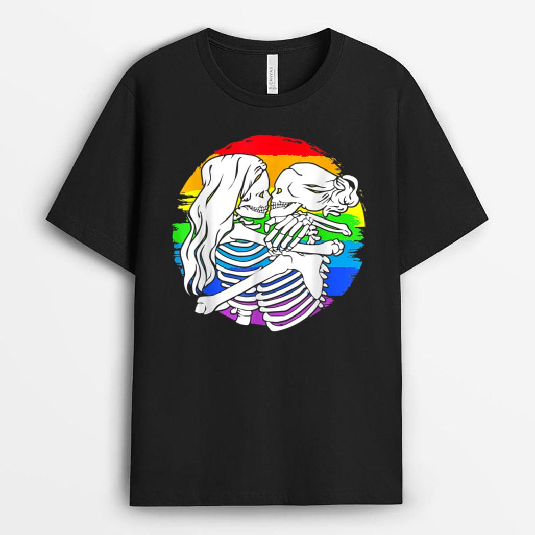 Lesbian skeleton couple - Lesbian pride  Halloween T-Shirt
