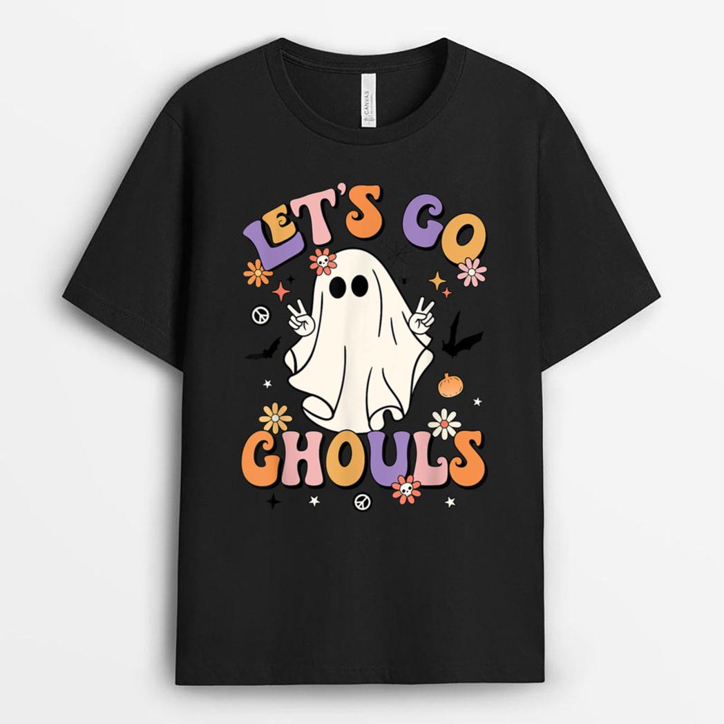 Let's Go Ghouls Retro Halloween Party Funny Ghost Pumpkin T-Shirt