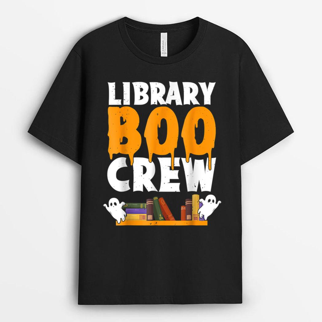 Library Boo Crew School Funny Halloween Library Book Lovers T-Shirt