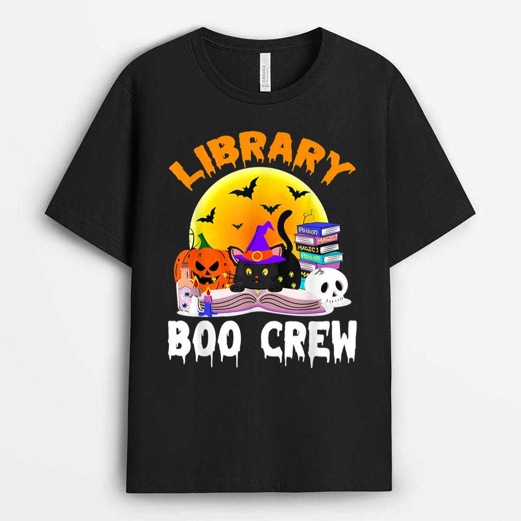 Library Boo Crew School Librarian Halloween Library Book T-Shirt