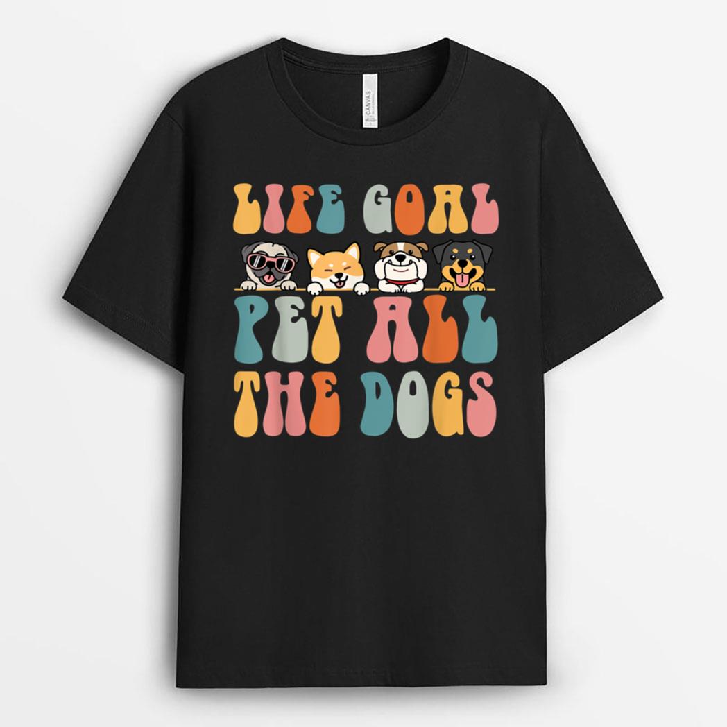 Life Goal Pet All The Dogs Vintage Cute Dogs Pug Corgi T-Shirt