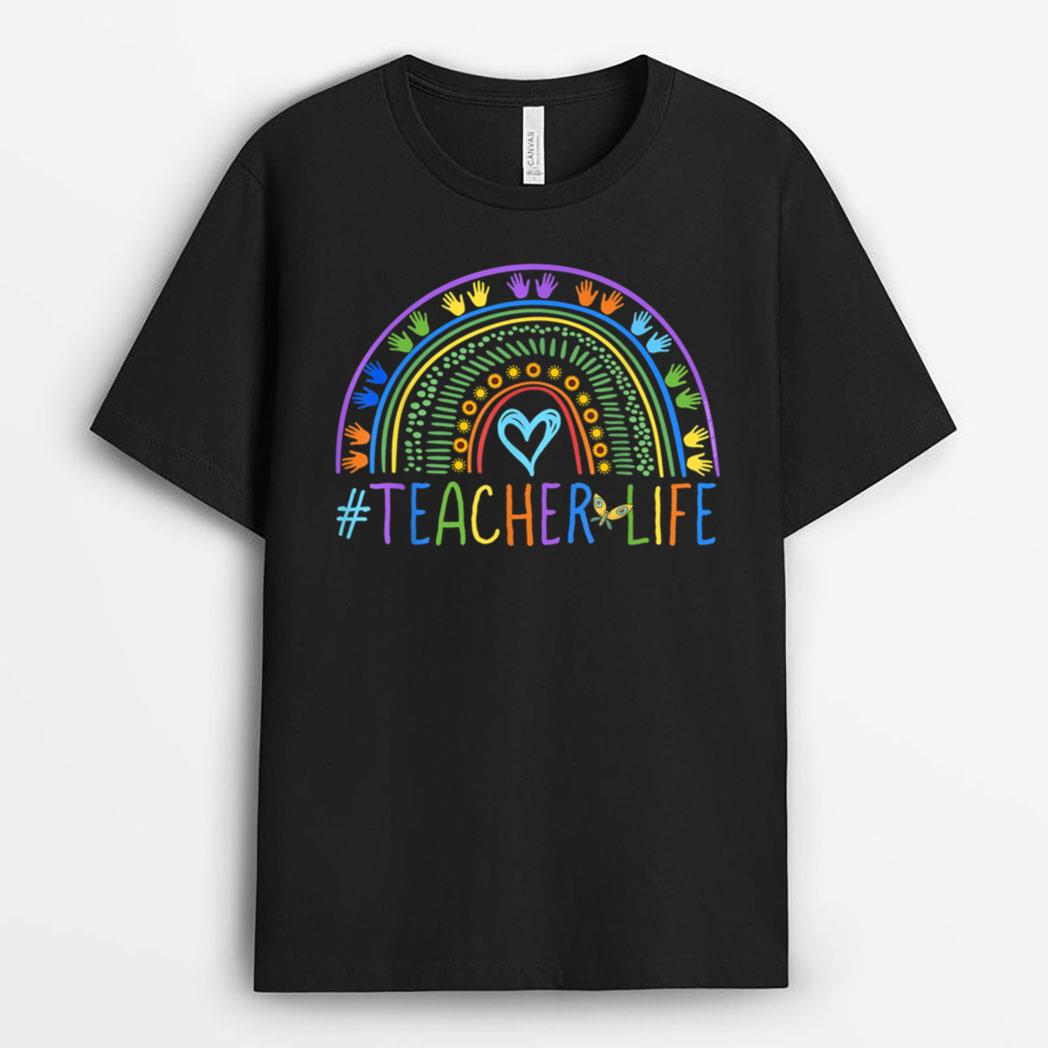 Little Hands Teacher Life Colorful Rainbow - Teachers T-Shirt