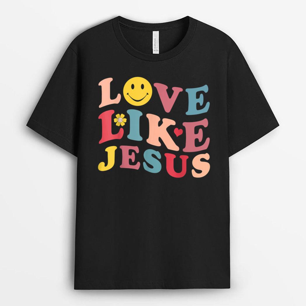 Love Like Jesus Christian Graphic s Groovy Christmas T-Shirt